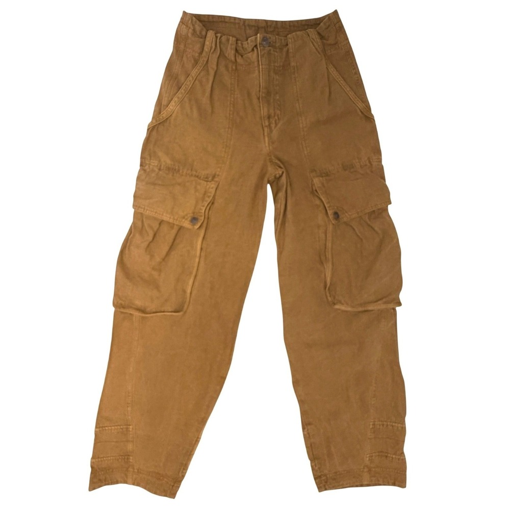 Free People Womens Brentwood Slouchy Cargo Pants Size 4 Bronze Brown Workwear - Picture 2 of 7